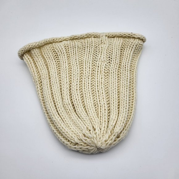 Free People Ivory White/Cream Ribbed Boho Beanie, One Size, GUC - Picture 2 of 5